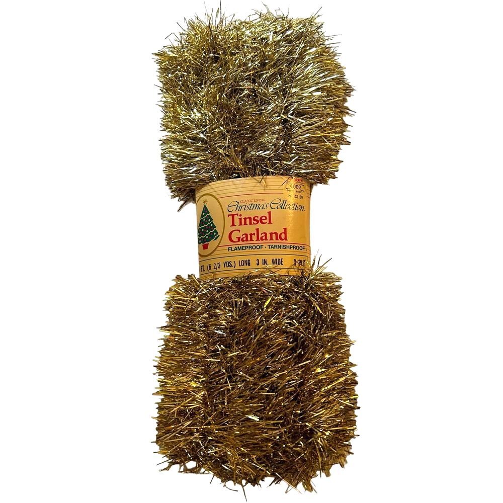 Vintage Zayre Gold Tinsel Garland 20 Ft Classic Living Christmas Decor